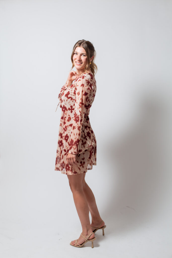 Woman modeling a dress for Wilmington Fashion Week