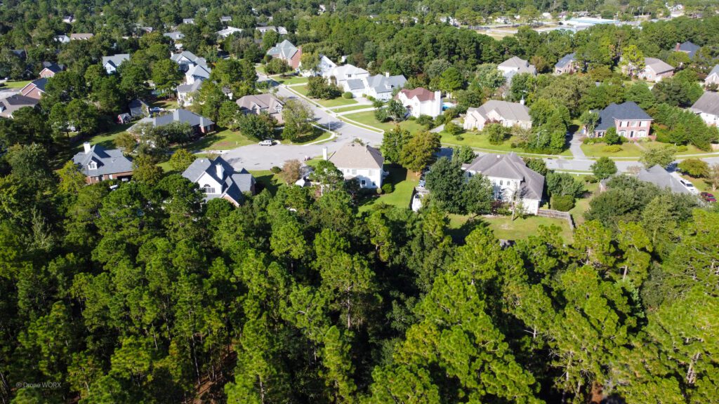 drone footage of Pine Valley Wilmington North Carolina
