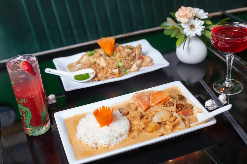 french and asian cuisine plates available at cafe chinois near pine valley