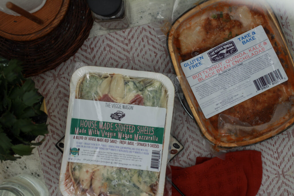 The Veggie Wagon take-and-bakes on a countertop