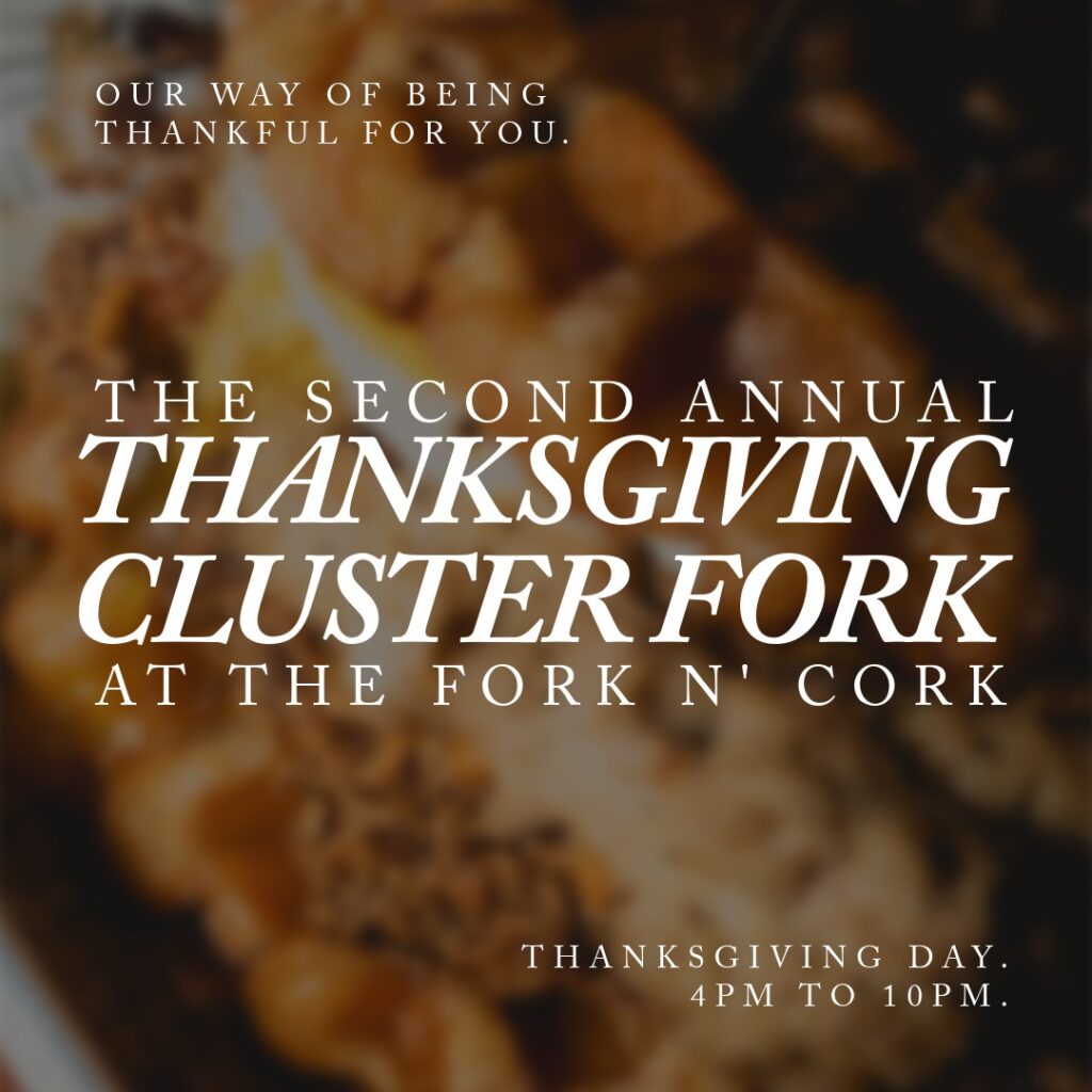 Graphic for Thanksgiving meals with the Fork N Cork in Wilmington, NC